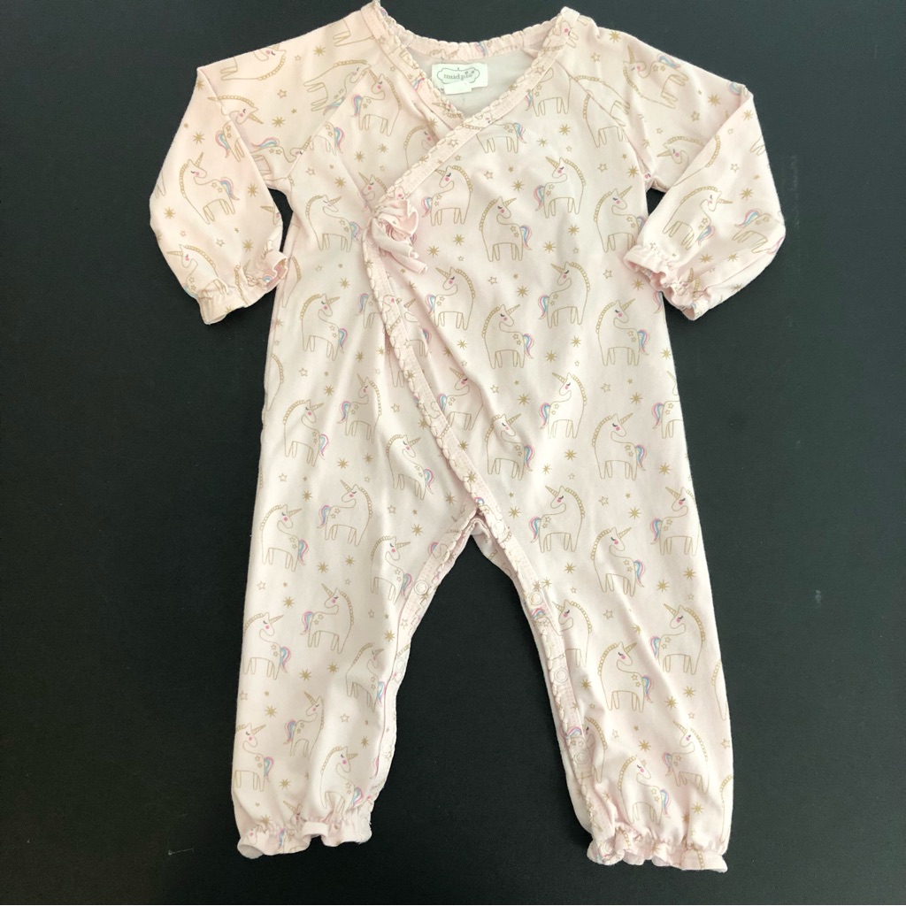 Mud Pie Light Pink Unicorn Kimono Sleeper Size 3-6 Months